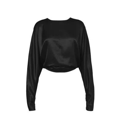 Guaja. Studio Women's Halo Long Sleeve Satin Blouse - Black