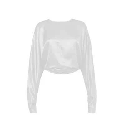 Guaja. Studio Women's Halo Long Sleeve Satin Blouse - White