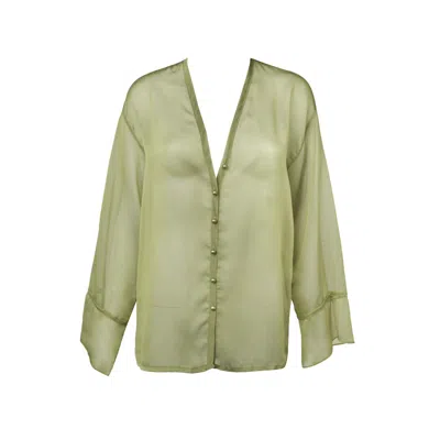 Guaja. Studio Women's Haze Sheer Button-up Blouse - Green