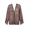 Guaja. Studio Women's Haze Sheer Button-up Blouse- Brown