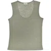 Guaja. Studio Women's Linen Tank Top - Green In Green