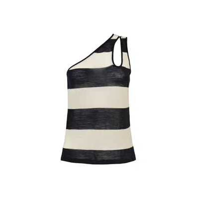 Guaja. Studio Women's Neutrals / Black Francesca One-shoulder Wool Top