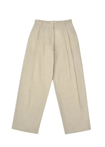 Guaja. Studio Women's Neutrals Chloe Barrel Leg Tailored Trousers - Beige