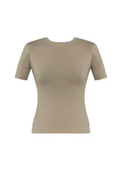 Guaja. Studio Women's Neutrals Nineties Fitted T-shirt - Stone Beige
