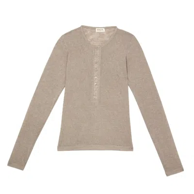 Guaja. Studio Women's Neutrals Reese Henley Long Sleeve Top - Beige