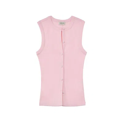 Guaja. Studio Women's Pink / Purple Chiara Fitted Ribbed Top - Baby Pink