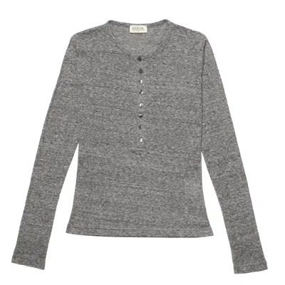 Guaja. Studio Women's Reese Henley Long Sleeve Top - Grey