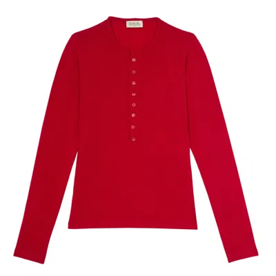 Guaja. Studio Women's Reese Henley Long Sleeve Top -red