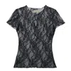 Guaja. Studio Women's Scarlett Lace Sheer T-shirt - Steel Blue In Blue