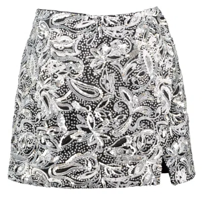 Guaja. Studio Women's Silver Alix Sequins Wrap Mini Skirt