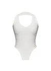 Shop Guaja. Studio Women's White Cleo Plunge Halter Bodysuit