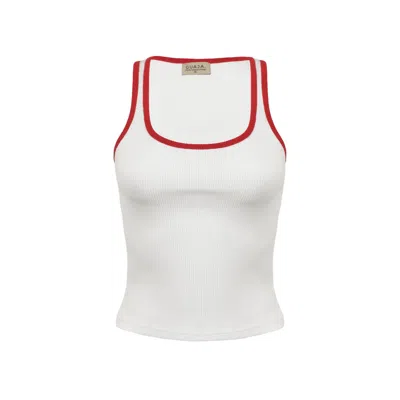 Guaja. Studio Women's White / Red Jimmy Contrast Tank Top - White & Red