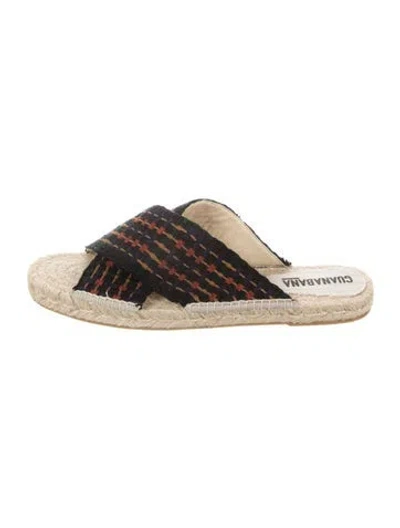 Pre-owned Guanabana Jute Striped Espadrilles In Black