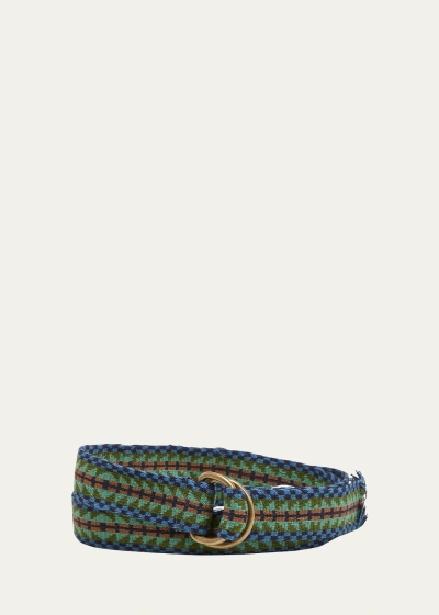 Guanabana Men's D-ring Woven Belt In Green Multi