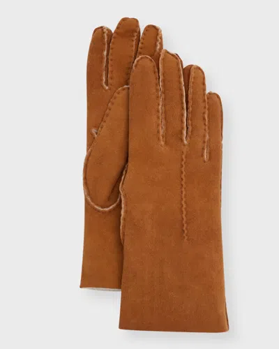 Guanti Giglio Fiorentino Lambskin Shearling-lined Gloves In Brown