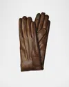 Guanti Giglio Fiorentino Leather & Cashmere Touch Screen Gloves In Brown