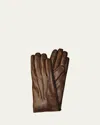Guanti Giglio Fiorentino Leather & Cashmere Touch Screen Gloves In Medium Brown
