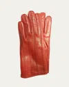 Guanti Giglio Fiorentino Leather & Cashmere Whipstitch Gloves In Red