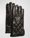 Guanti Giglio Fiorentino Men's Quilted Napa Snap Gloves With Cashmere Lining In Black