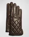 Guanti Giglio Fiorentino Men's Quilted Napa Snap Gloves With Cashmere Lining In Brown