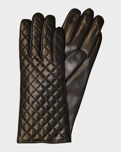 Guanti Giglio Fiorentino Quilted Leather Gloves W/ Cashmere-lining In Black
