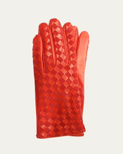 Guanti Giglio Fiorentino Woven Cashmere-leather Gloves In Red
