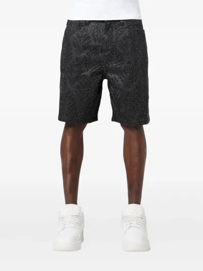 Guapi Bead-embellished Denim Shorts In Gray