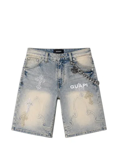 Guapi Cross-patch Chain-detail Shorts In Blue