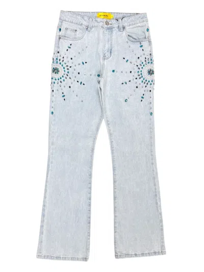 Guapi Embellished Flared Jeans In Blue