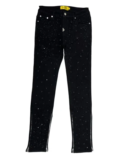 Guapi Embellished Zip-detail Jeans In Black