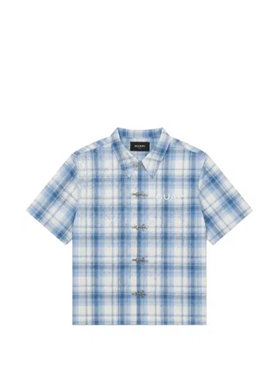 Guapi Glacier Plaid Crystal-embellished Shirt In Blue