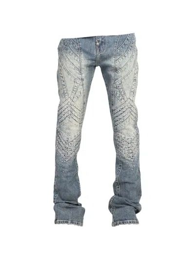 Guapi Knight Crystal-embellished Paneled Jeans In Blue