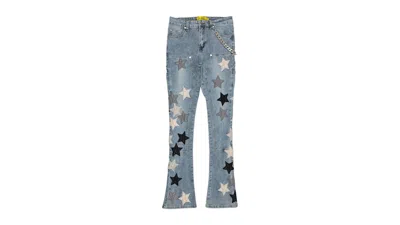 Pre-owned Guapi Men's  Aqua Vintage Stars Denim Jean In Blue
