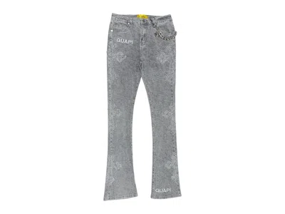 Pre-owned Guapi Men's  Distressed Cross Denim Jean In Smoke Grey In Gray