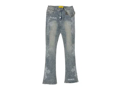 Pre-owned Guapi Men's  Distressed Cross Denim Jean In Vintage Blue