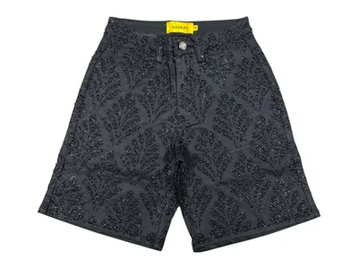 Pre-owned Guapi Men's  Embellished Denim V2 Shorts In Black