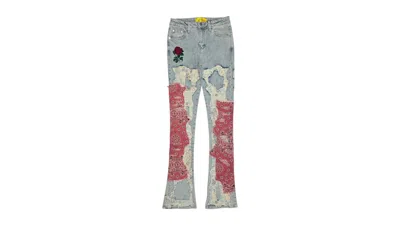 Pre-owned Guapi Men's  Vintage Distressed Rose Denim In Blue