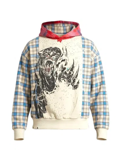 Guapi Panther Plaid Patchwork Hoodie In Neutral