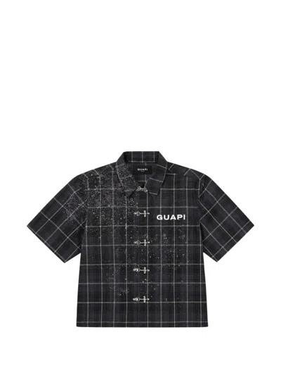 Guapi Plaid Rhinestone-embellished Shirt In 블랙