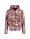 Guapi Plaid Skeleton Stud Hoodie In Blue