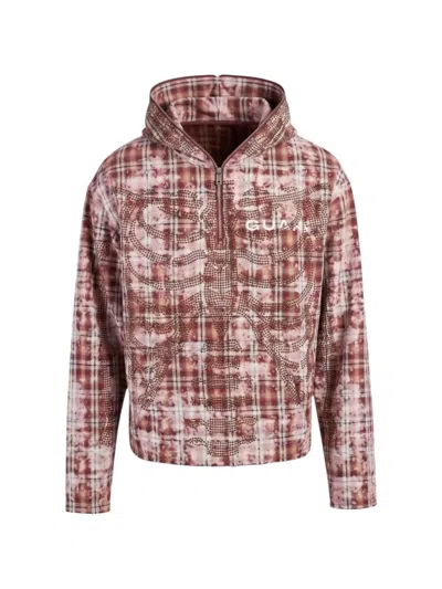 Guapi Plaid Skeleton Stud Hoodie In Blue