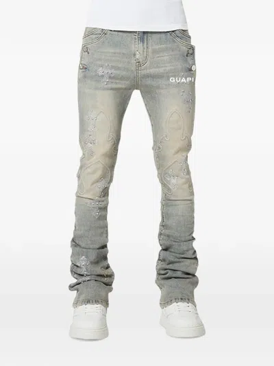 Guapi Rhinestone-embellished Stacked Jeans In Blue