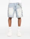 Guapi Spiderweb-embellished Denim Shorts In Blue