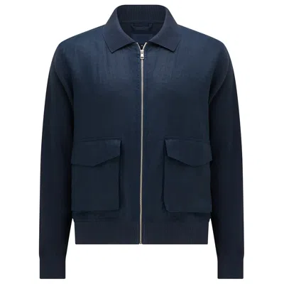 Guards London Men's Blue Carter Linen & Knitted Casual Jacket