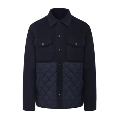Guards London Men's Blue Horace Quilted Overshirt - Navy