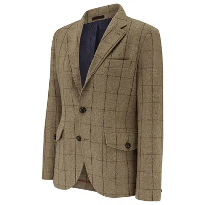 Guards London Men's Brown Allenby Wool Tweed Blazer - Tan Windowpane