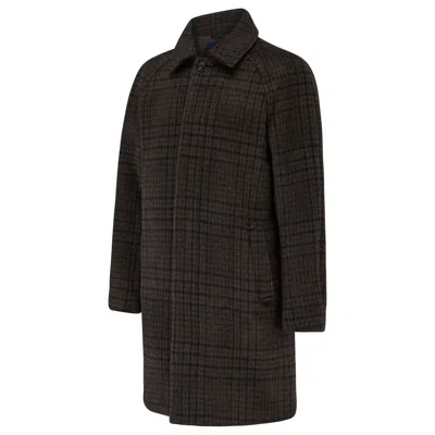 Guards London Men's Coldstream Wool Check Overcoat - Brown Check