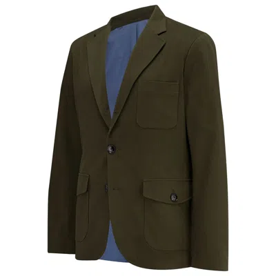 Guards London Men's Green Ballard Cotton Blazer - Khaki