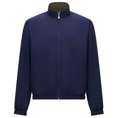 Guards London Men's Green / Blue Eldridge Reversible Lightweight Harrington - Khaki/navy