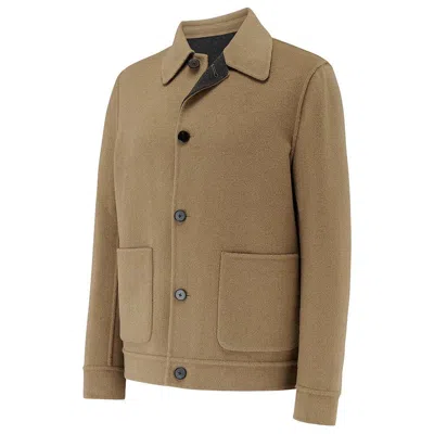 Guards London Men's Grey / Yellow Irish Reversible Wool Blend Jacket - Grey/camel In Multi